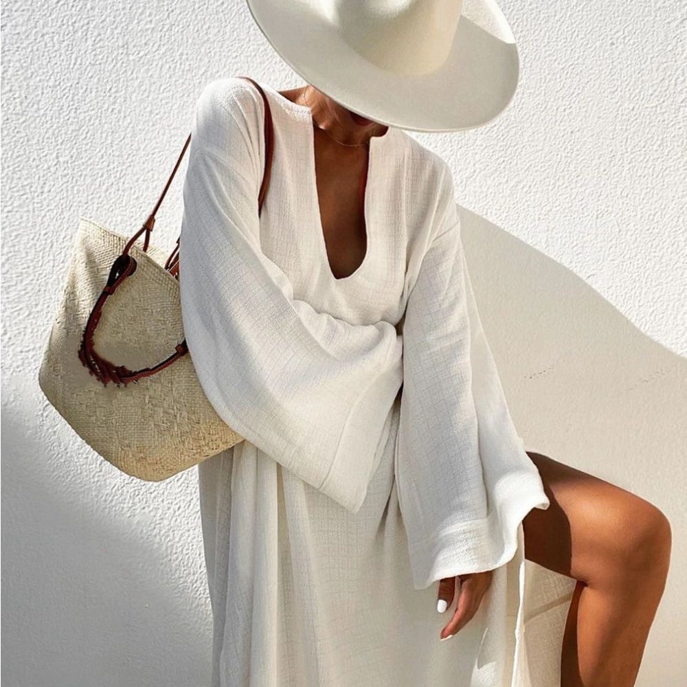 Maurie + Eve Linen Elegant White Swim Cover-Up